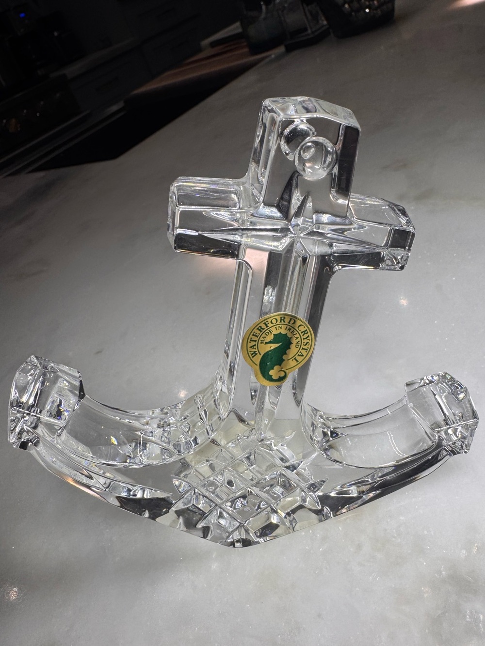 Vintage Waterford Crystal Deep Sea Anchor Paperweight Made in Ireland 5”